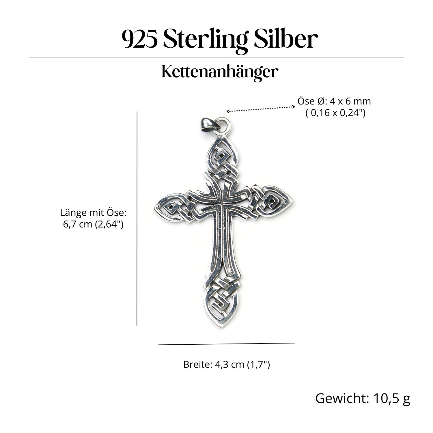 Celtic cross jewelry pendant made of 925 silver