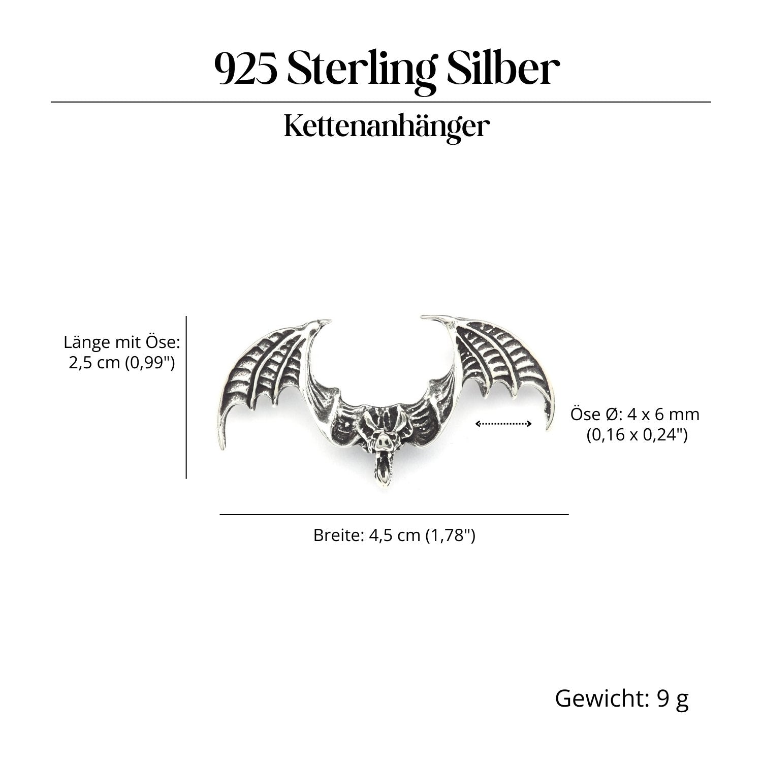 Fledermaus Schmuckanhänger 925-er Silber Amulett