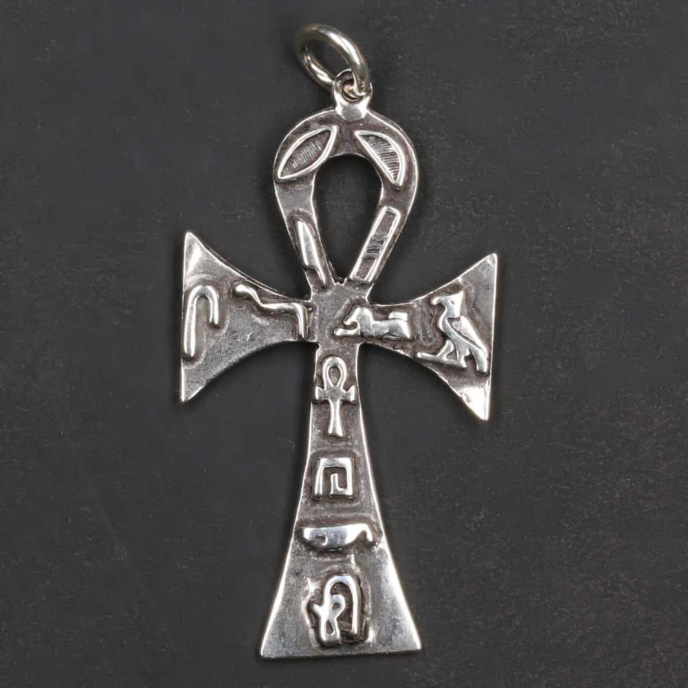 Ankh mit Hiroglyphen Silber Anhänger 925er Sterlingsilber ägyptischer Kettenanhänger