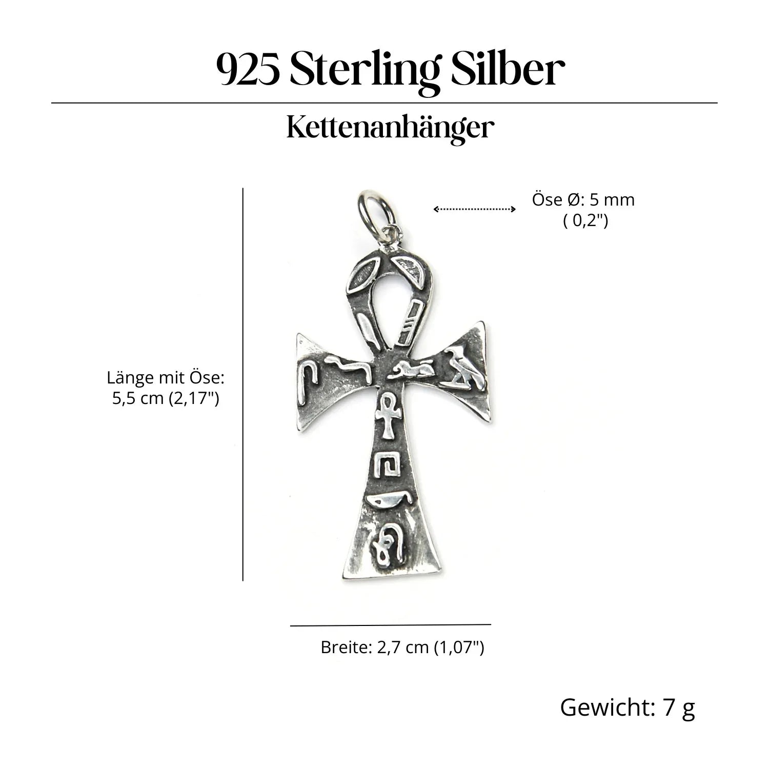 Ankh Silberanhänger massives Sterlingsilber ausgefallenes Design