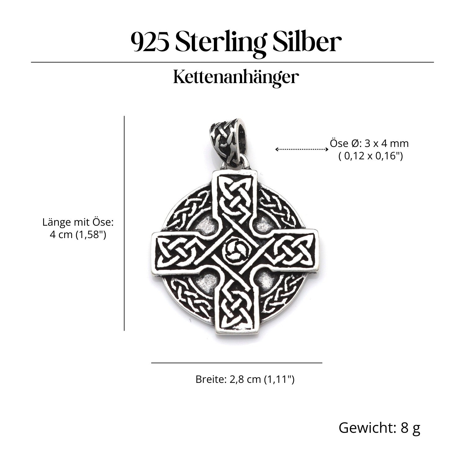 Celtic Cross Jewelry Pendant Silver 925