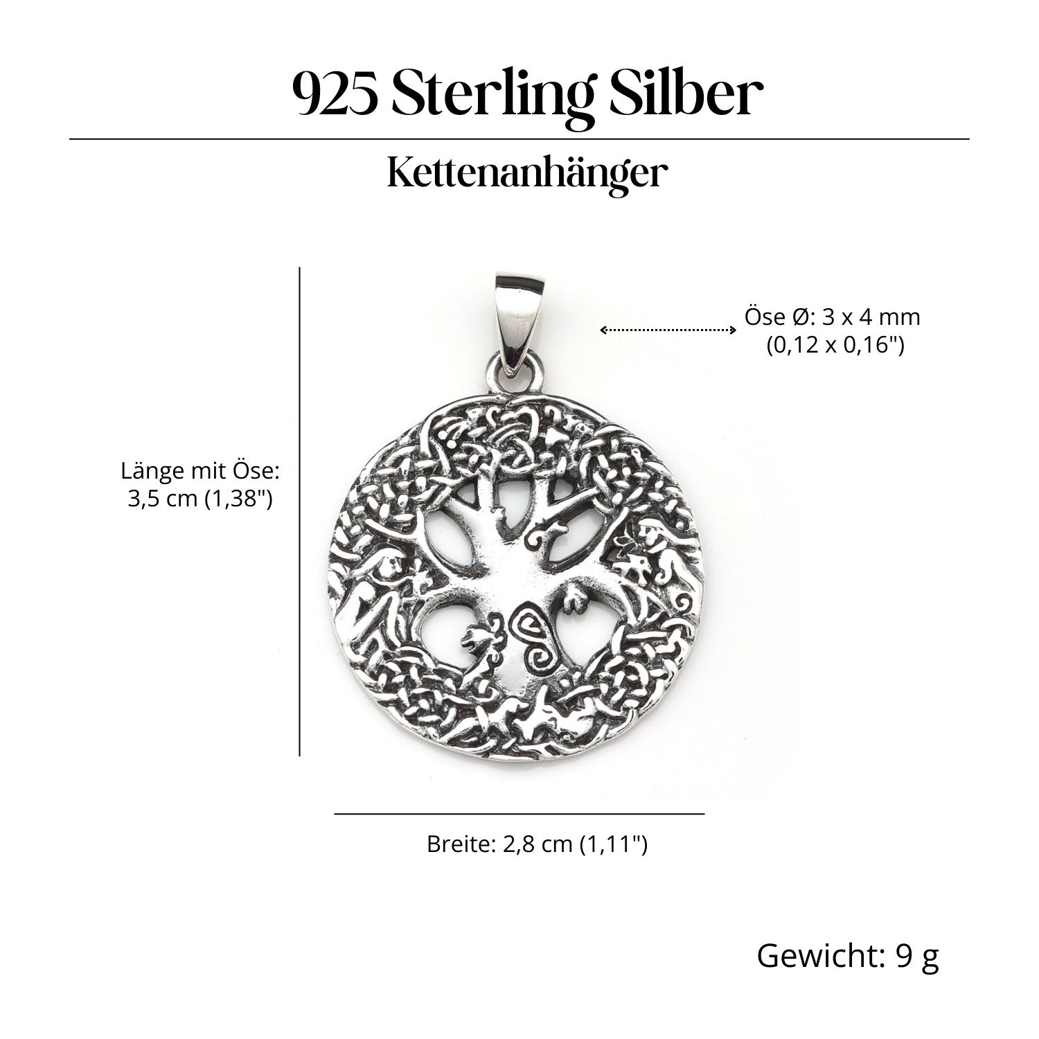 Kelten Lebensbaum Schmuck Anhänger aus Silber 925