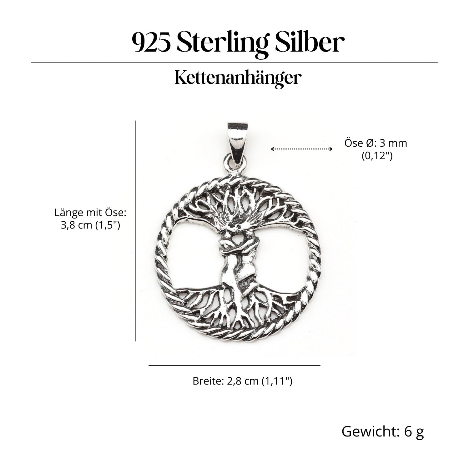 Keltischer Lebensbaum Silber Anhänger Liebende 925 Silber