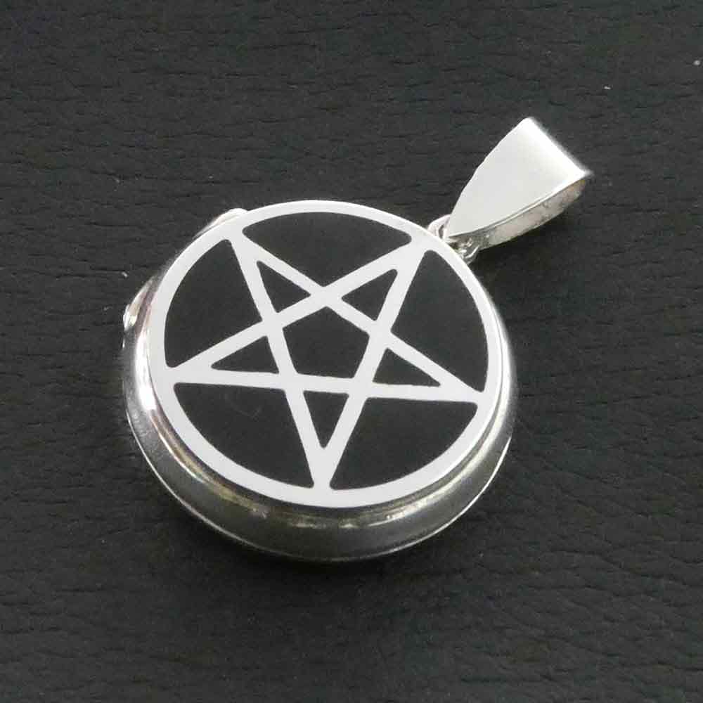 Pentagramm Medaillon Kette Silber Anhänger Gothik Schmuck