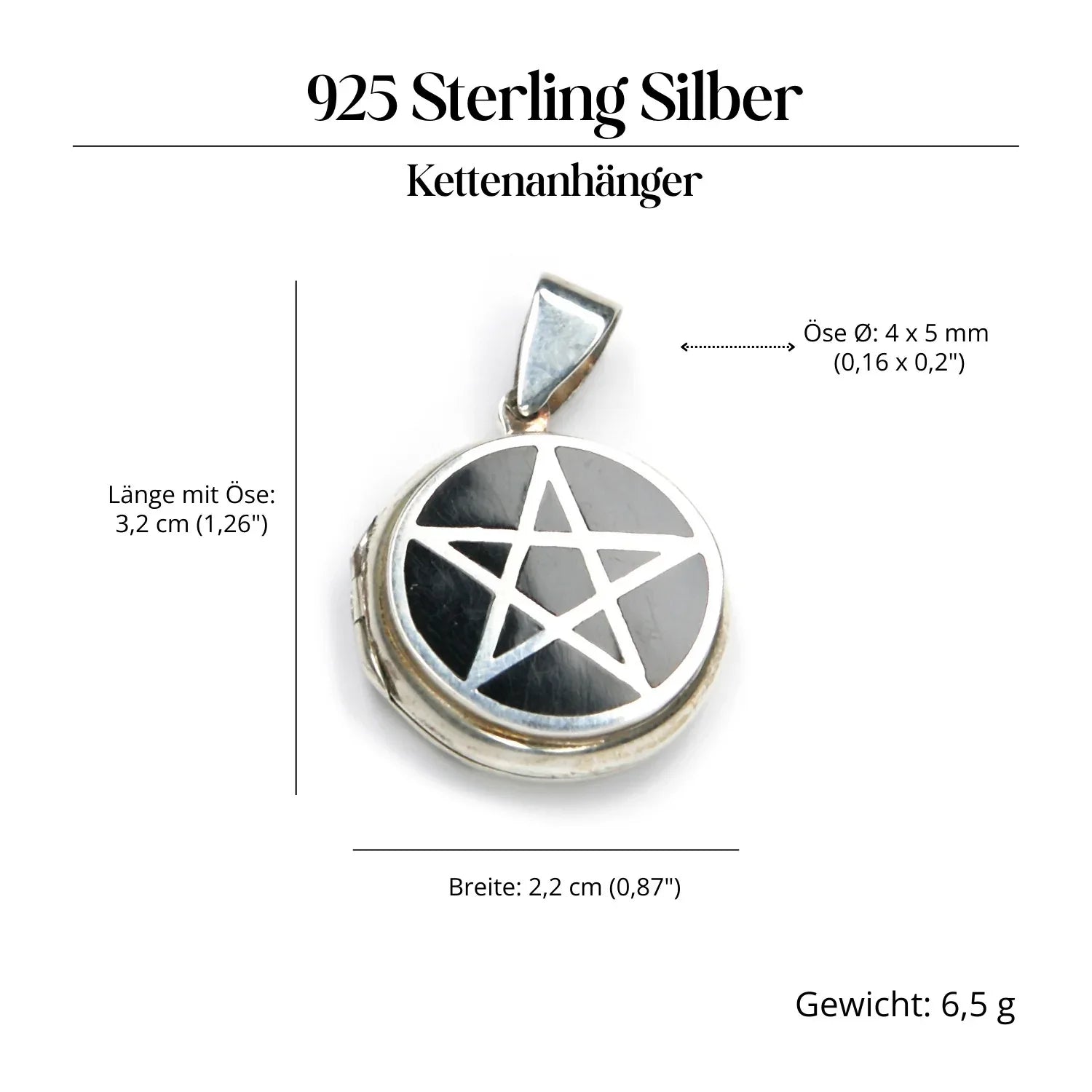 Pentagramm Medaillon Silberanhänger massives Sterlingsilber ausgefallenes Design