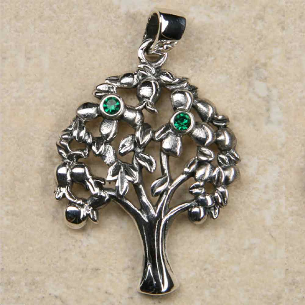 Baum Anhänger Silber mit Äpfel