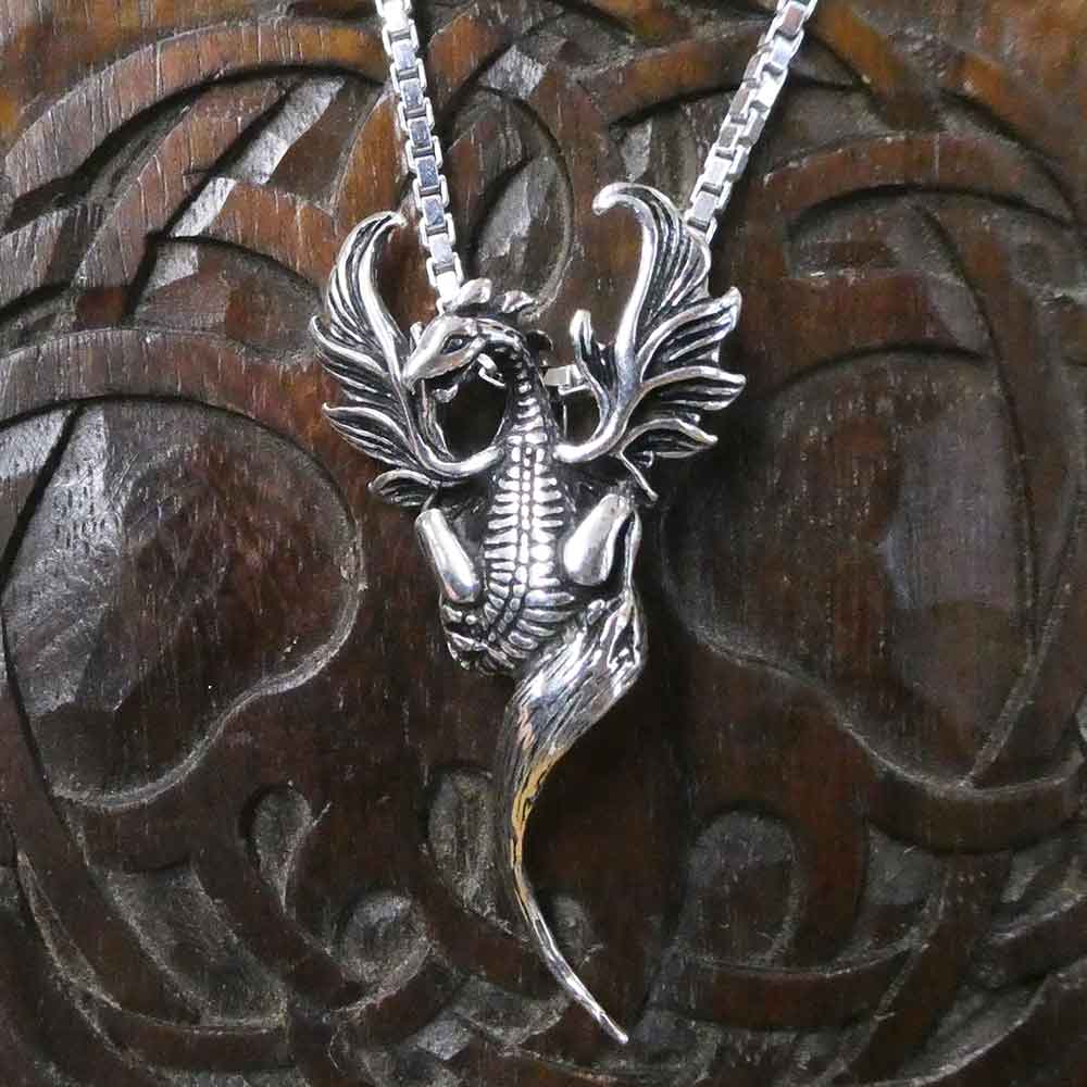 Phoenix Feuervogel Silberkette