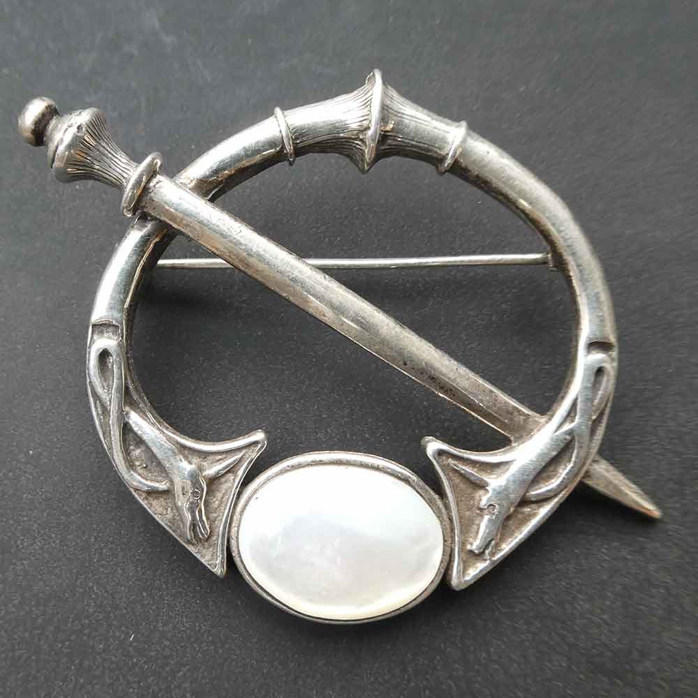 Brosche Fibel Perlmutt Silberschmuck