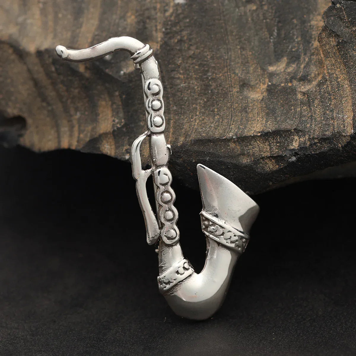 Brosche Silber Saxophon Design 925 Silber Edler Schmuck Gewandung