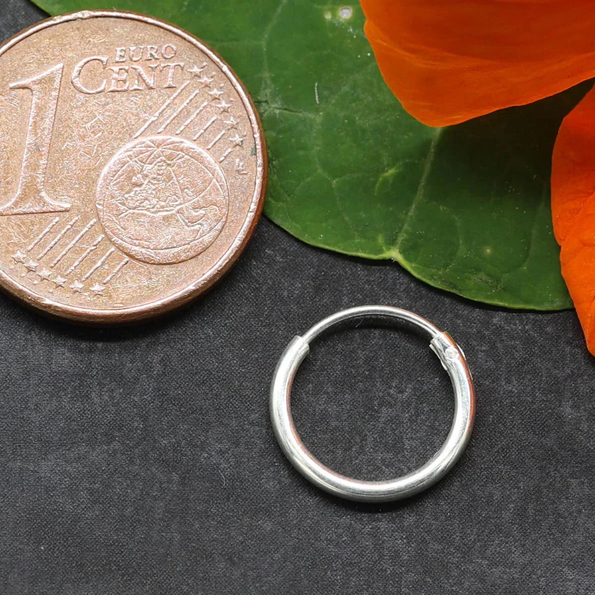 Schlichte Creole mini Silber Ohrring 10 mm