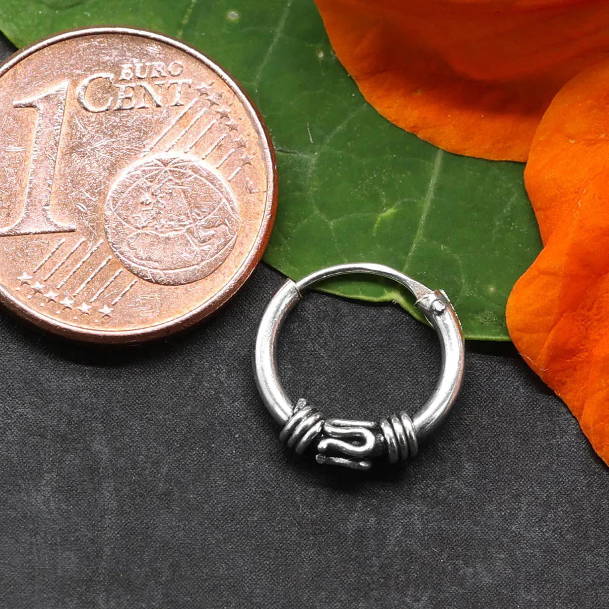 Ohrring rund mit Verzierung 925 Silber