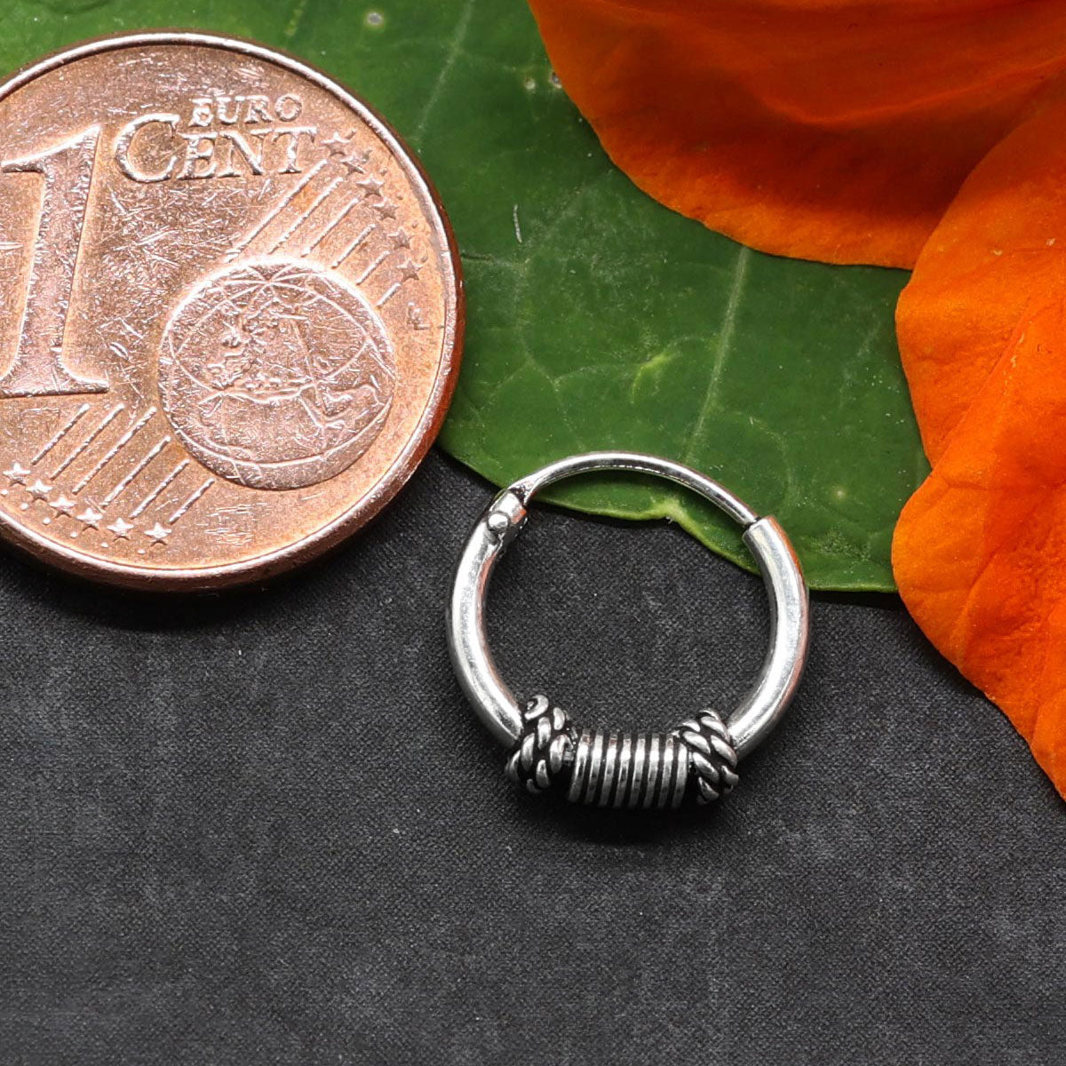 10 mm Creole 925 Silber Ohrring verziert
