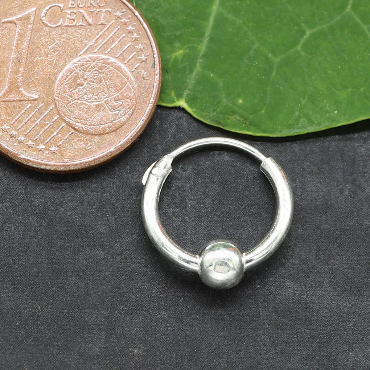 Silber Ohrring 12 mm Kugel Creole Ohrschmuck 925 Sterlingsilber