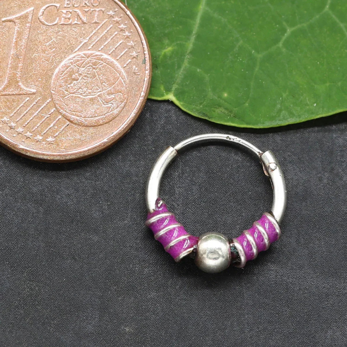 Creole 12mm violett Silber 925 Ohrschmuck