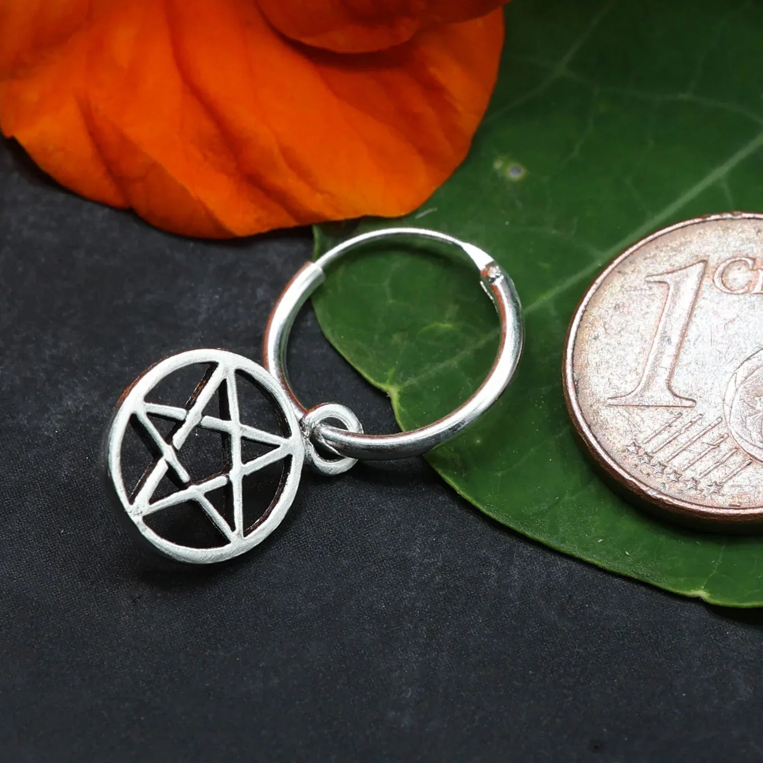 Pentagramm Creole 925 Silber Schmuck Ohrring dezent