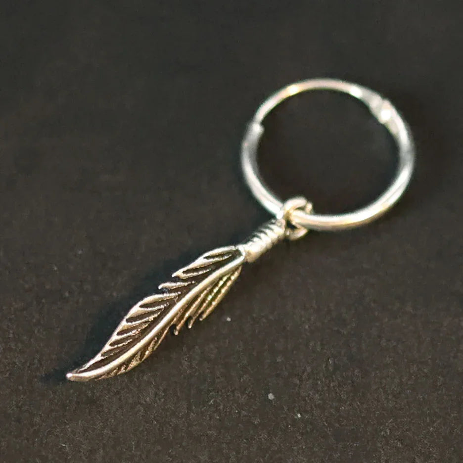 Feder Creole 925 Silber Ohrring Damen Ohrschmuck angenehmes Tragegefühl