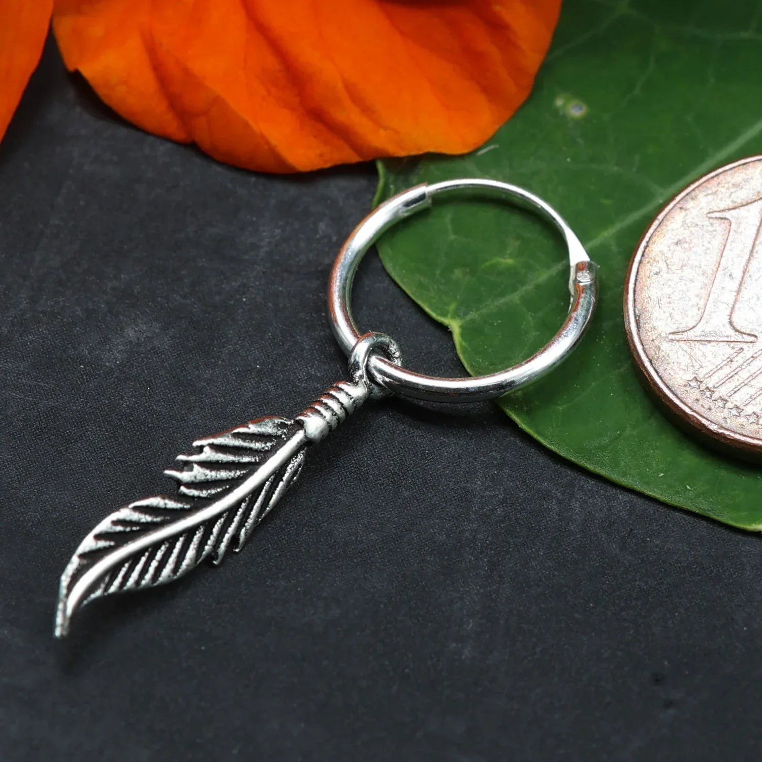 Feder Creole 925 Sterlingsilber 12 mm klein