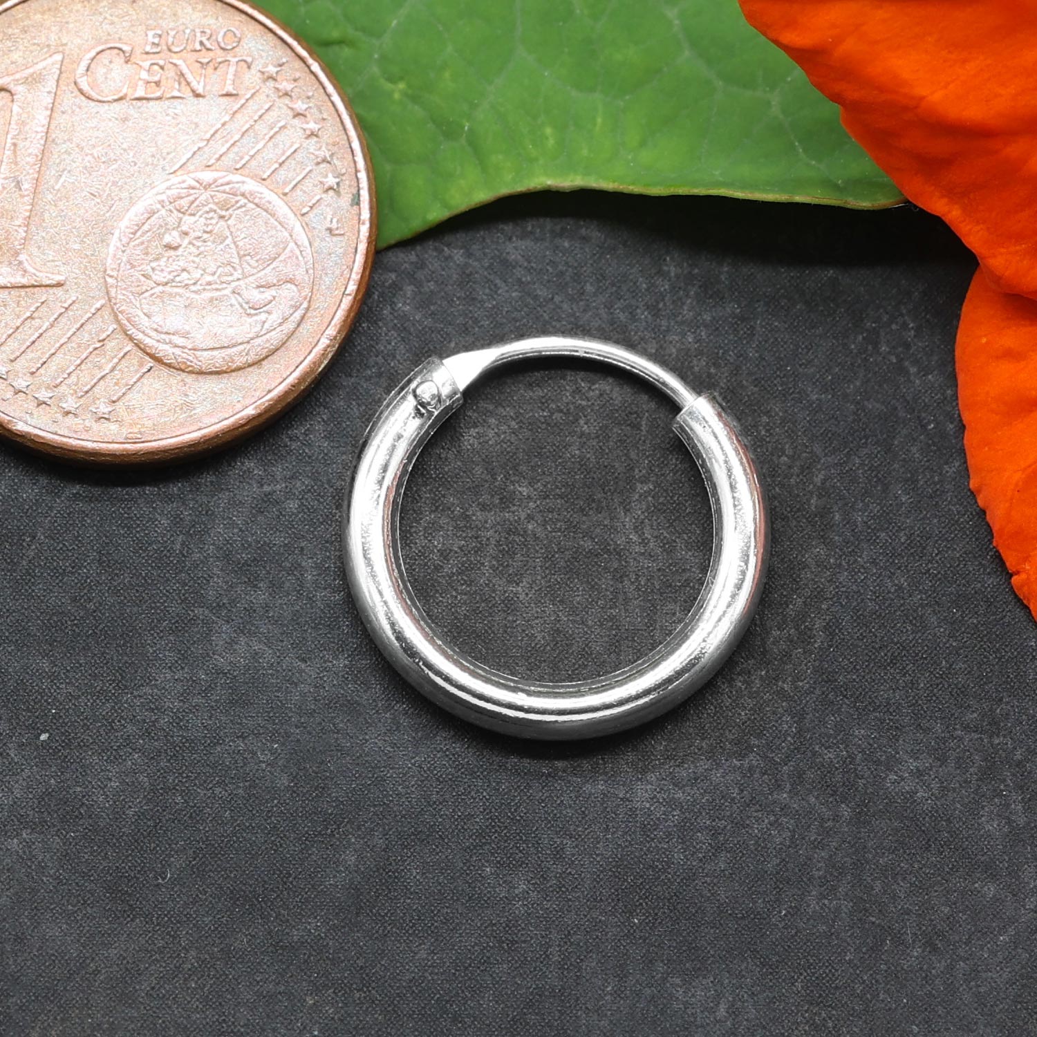 Creole glatt schlicht 14 mm 925 Silber ohrringe