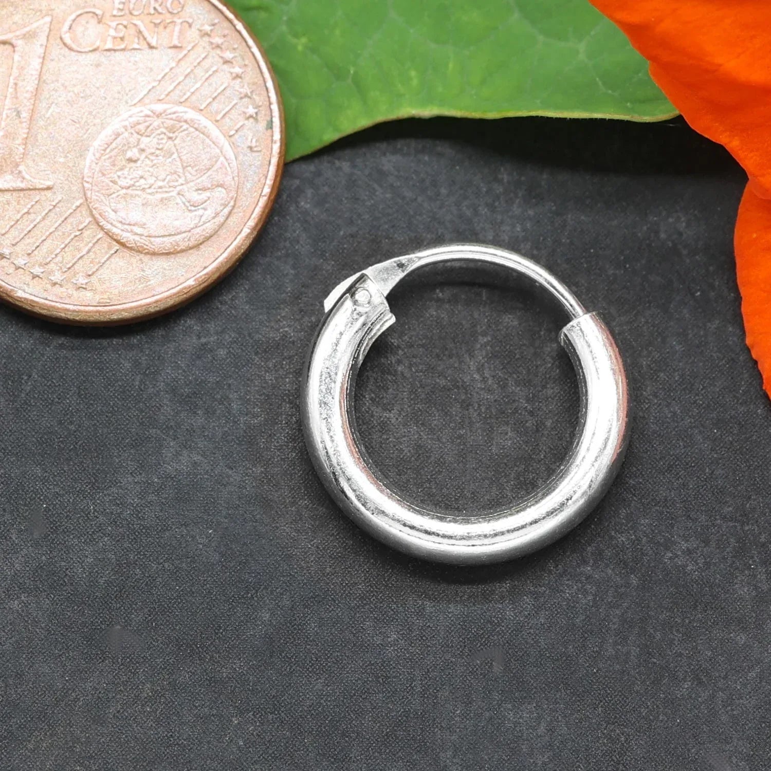 Silber Creole schlicht 14 mm Durchmesser