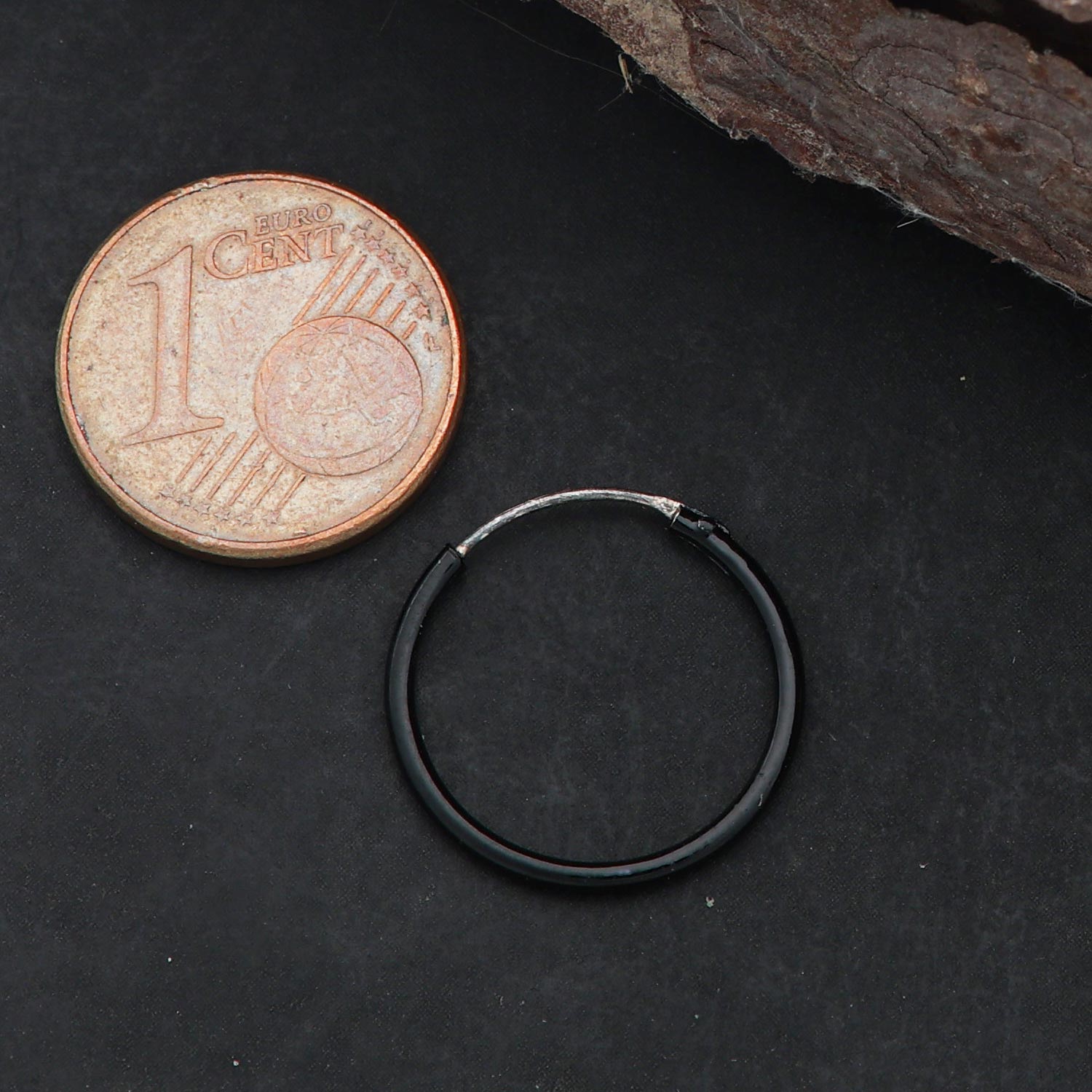 Schwarze Creolen 925 Silber Ohrring lakiert