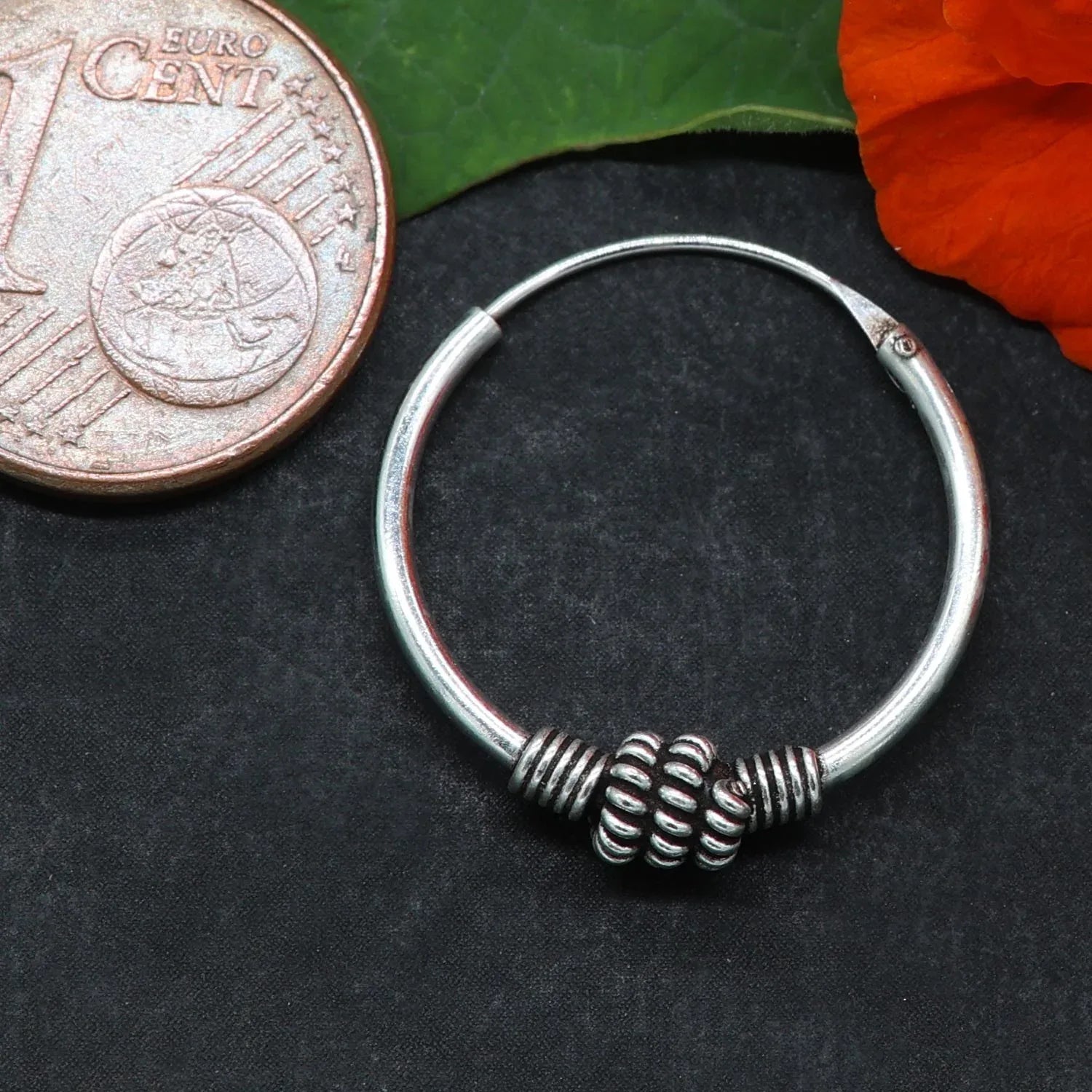 Creole 925 Silber fein verzierter Ohrschmuck