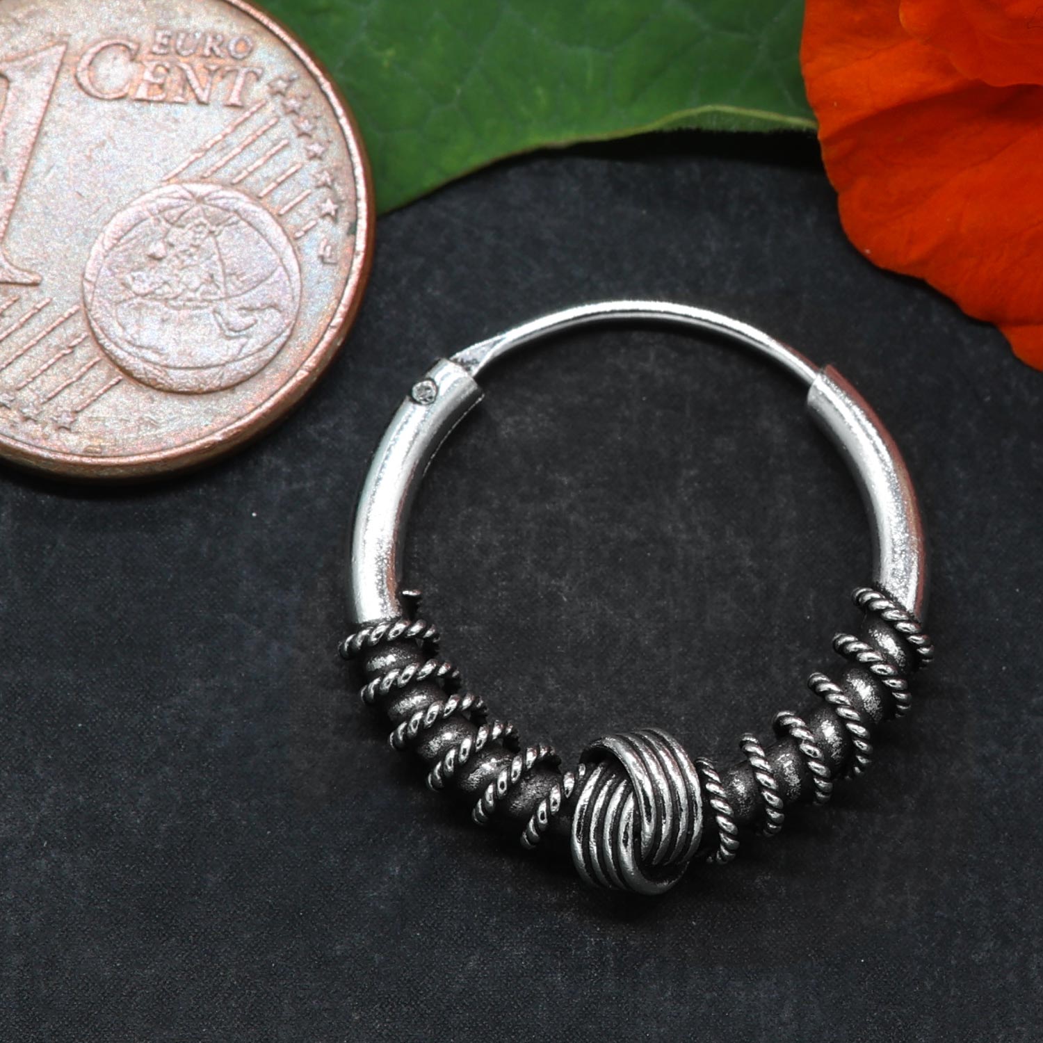 Creole 925 Silber Ohrschmuck fein verziert
