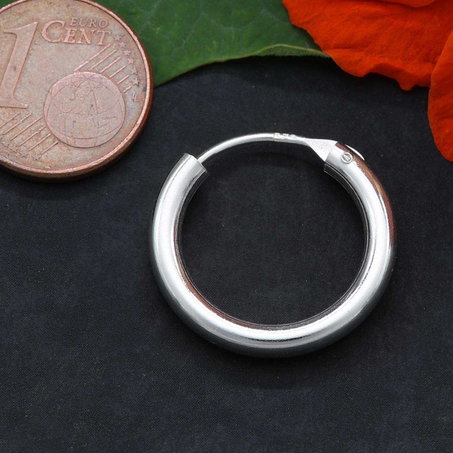 Schlichte Creole Silber 20 mm Ohrring