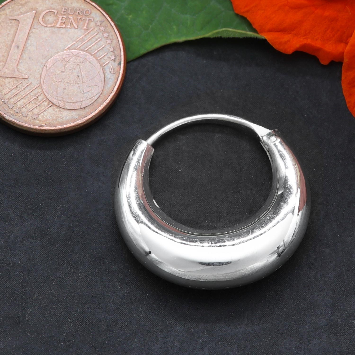 Creole Silber Mond Ohrring Sterlingsilber