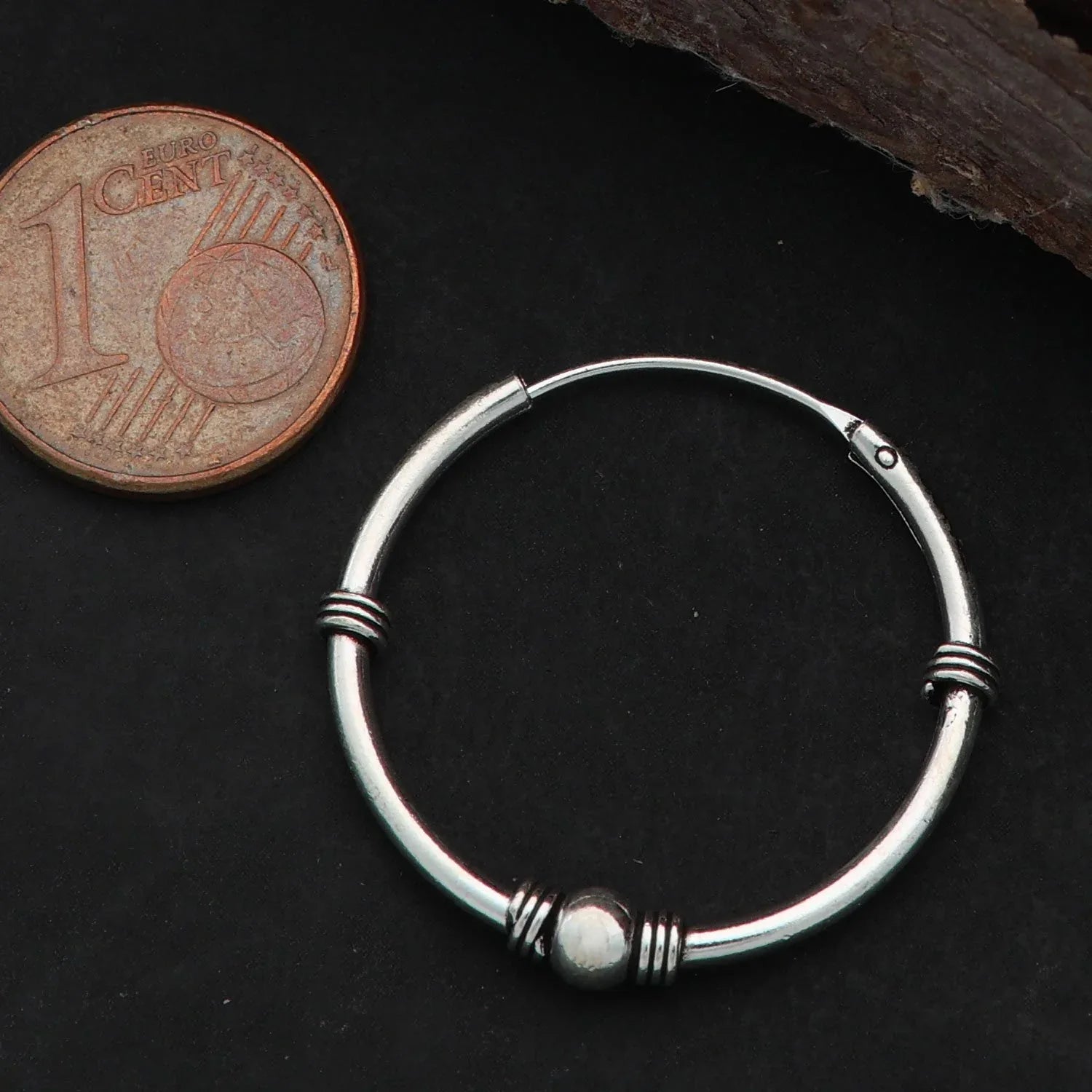 Feine Creolen mit Kugel 925 Silber Ohrring