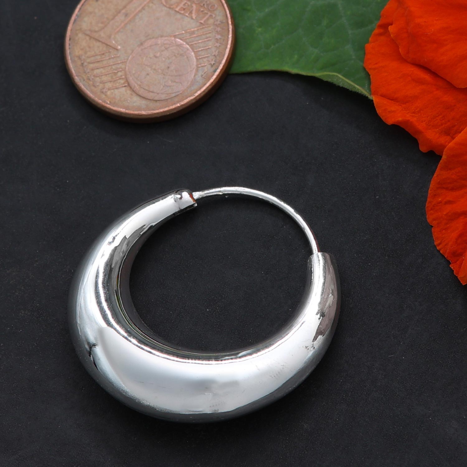 Konische Creole groß Silber Ohrring