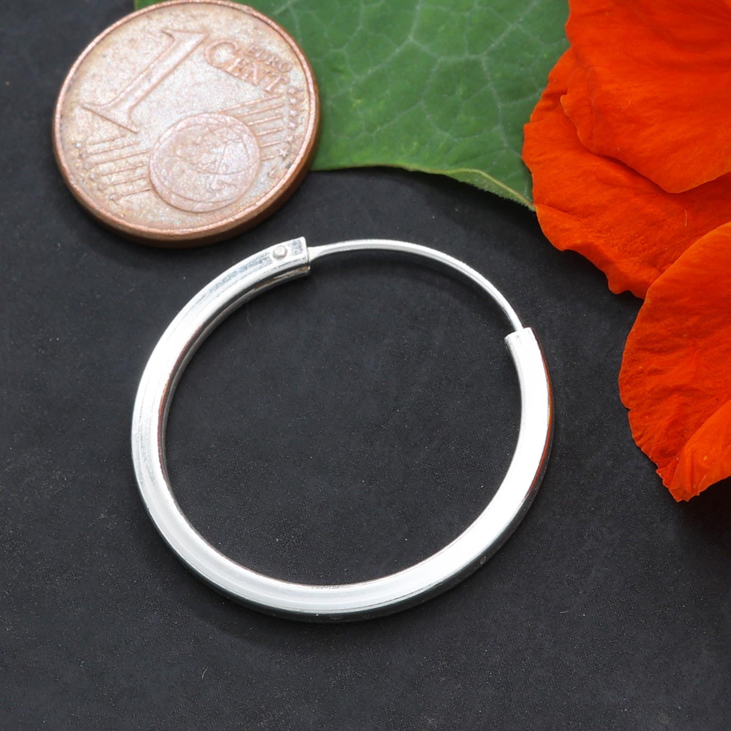 Große Creole 925 Silber schlicht Ohrring