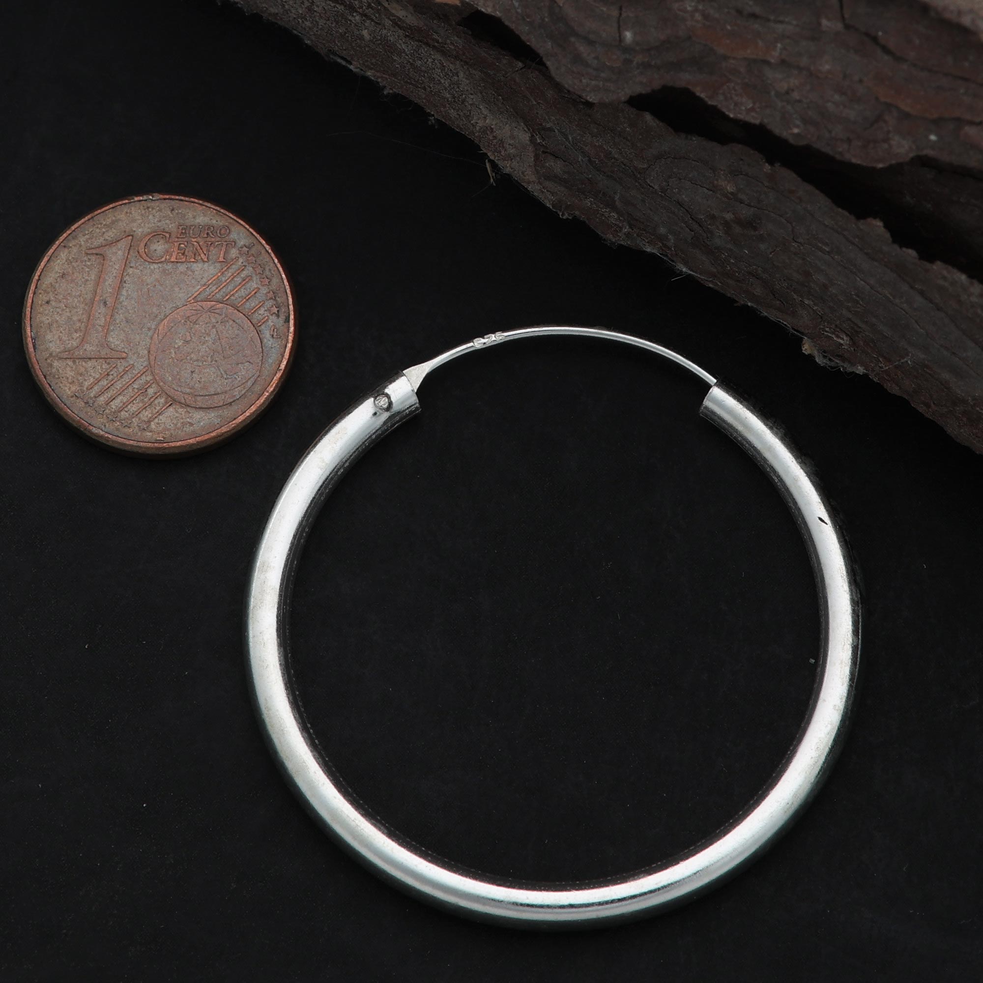 Schlichte runde reole Silber Ohrring Sterlingsilber