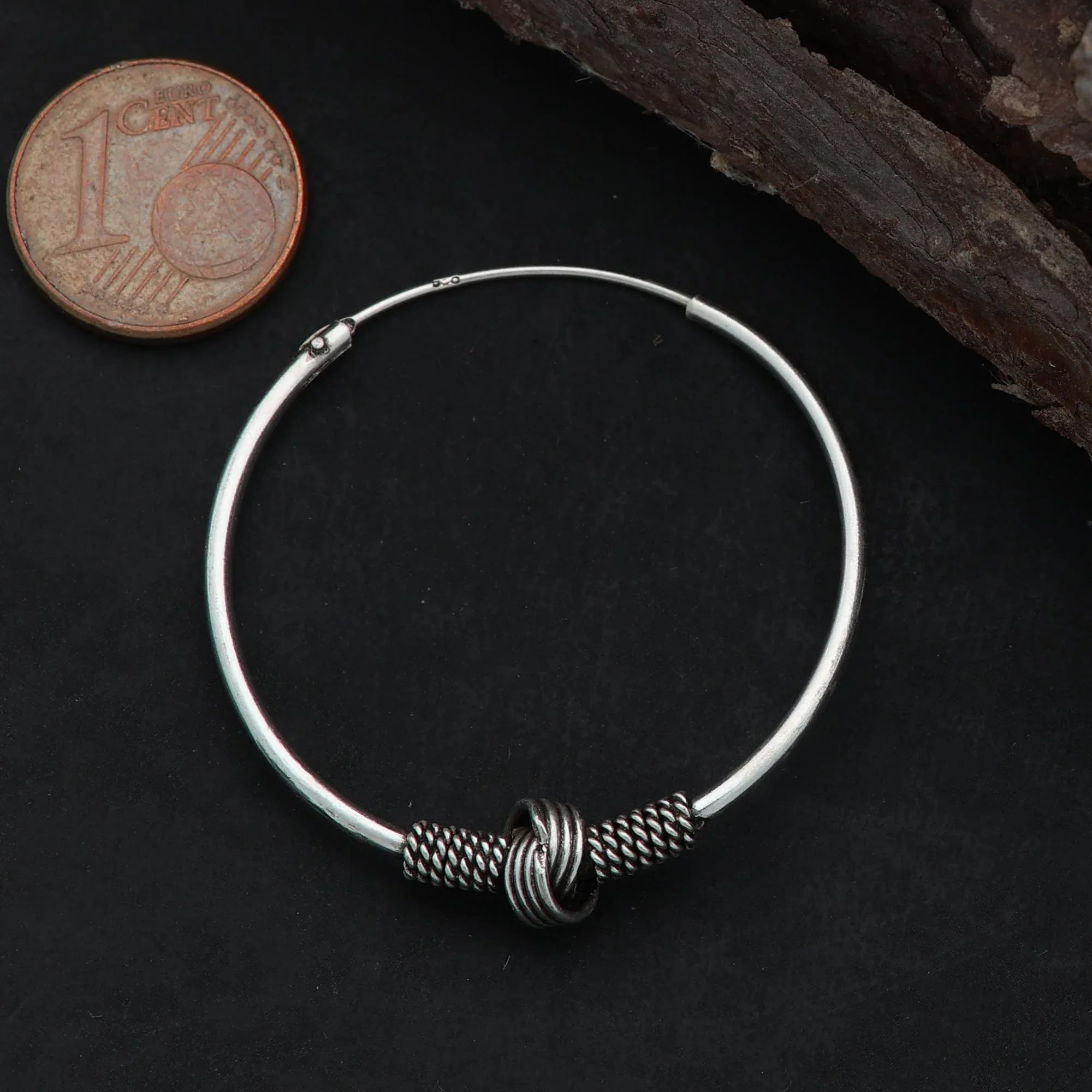 Verzierte Creolen 925 Silber schlichter Ohrring