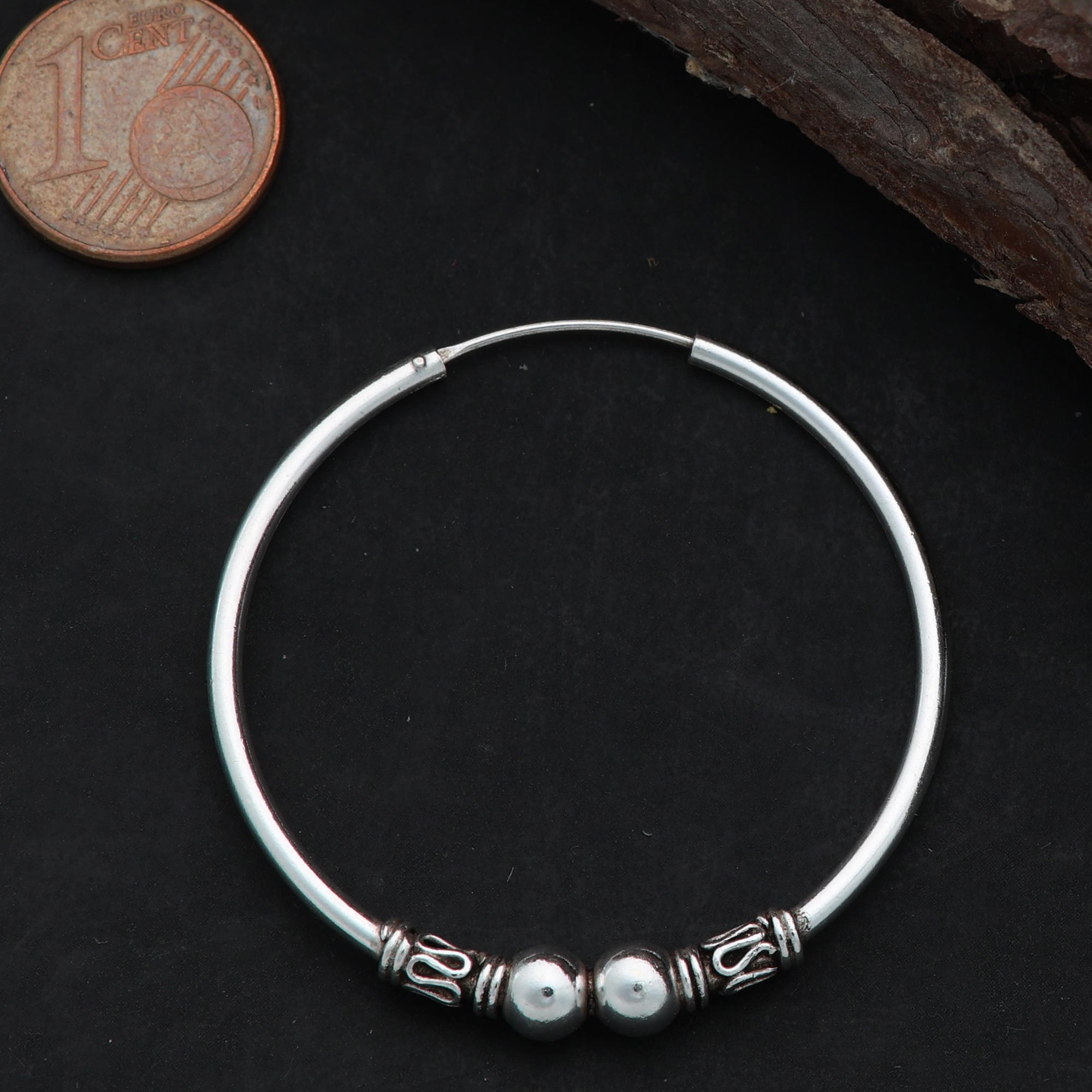KugelCreolen 925 Silber schlichter Ohrring