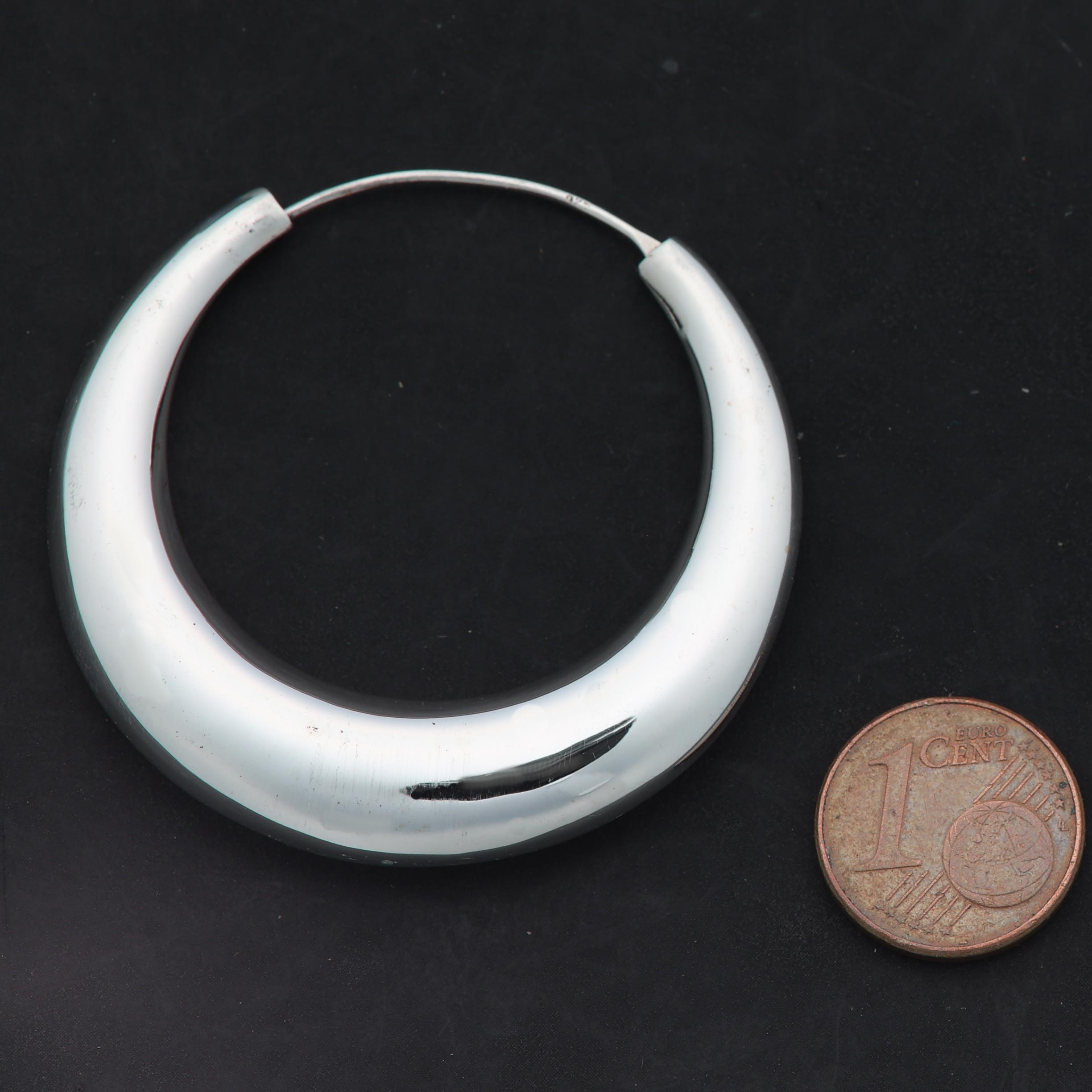 Creolen 925 Silber riesiger Mond Ohrring konisch