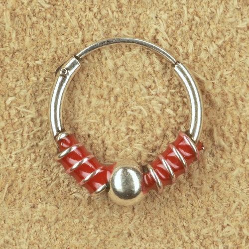 Creole silber rot Ohrschmuck Ohrring