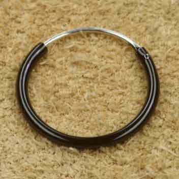 Creolen schwarz 14mm 925 Sterlingsilber