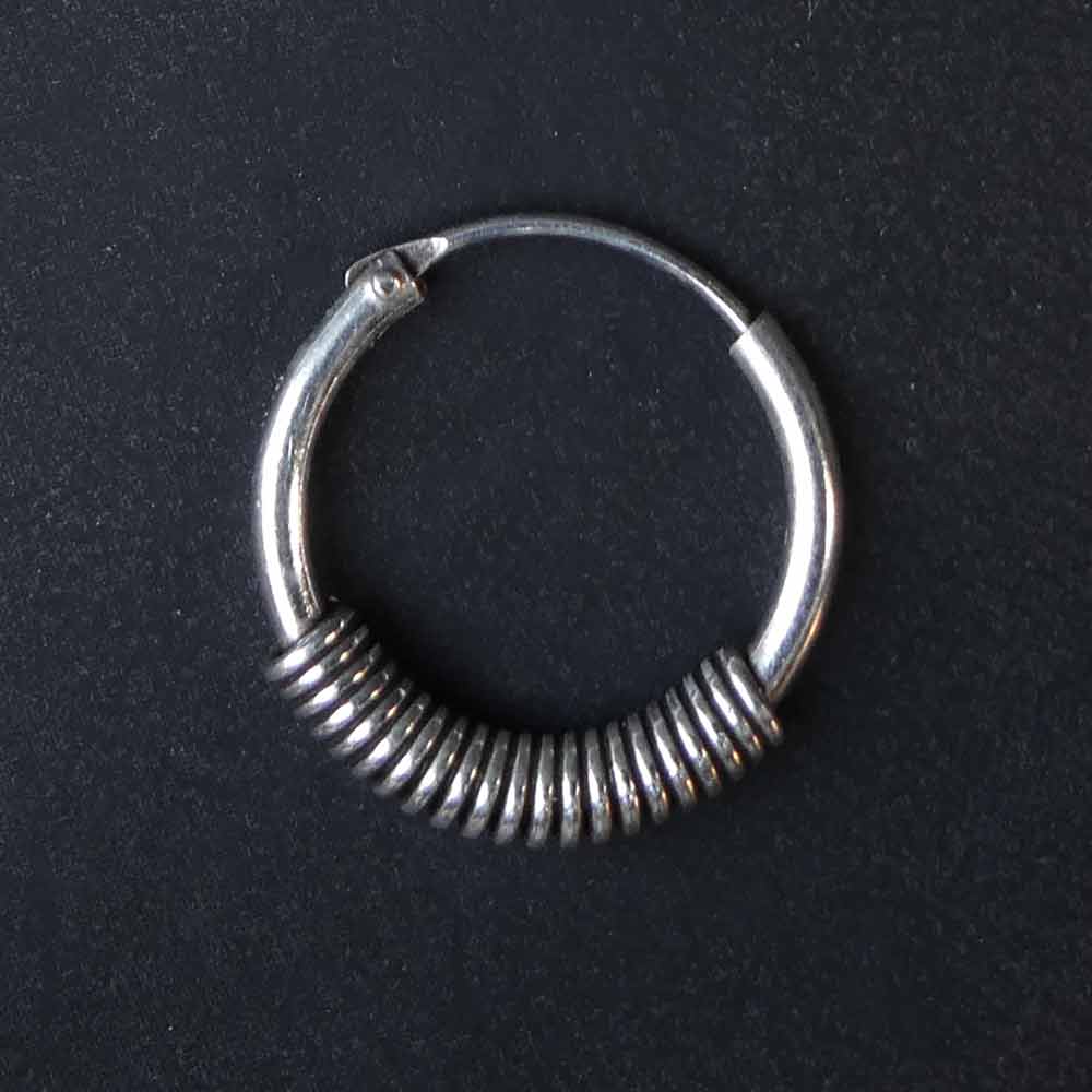Creole 20mm Silber feine Streifen Ohrring Sterlingsilber Damen Herren