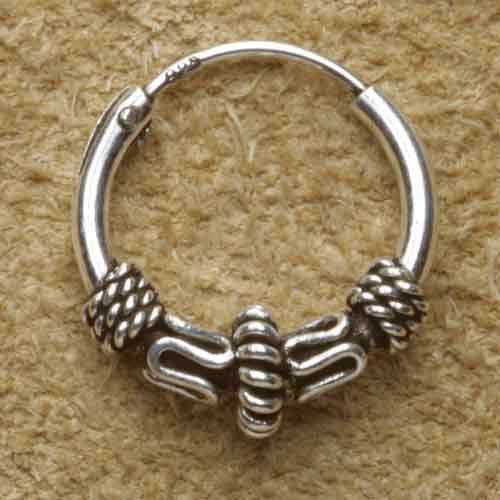 Creole 14mm / 2mm verziert 925 Silber