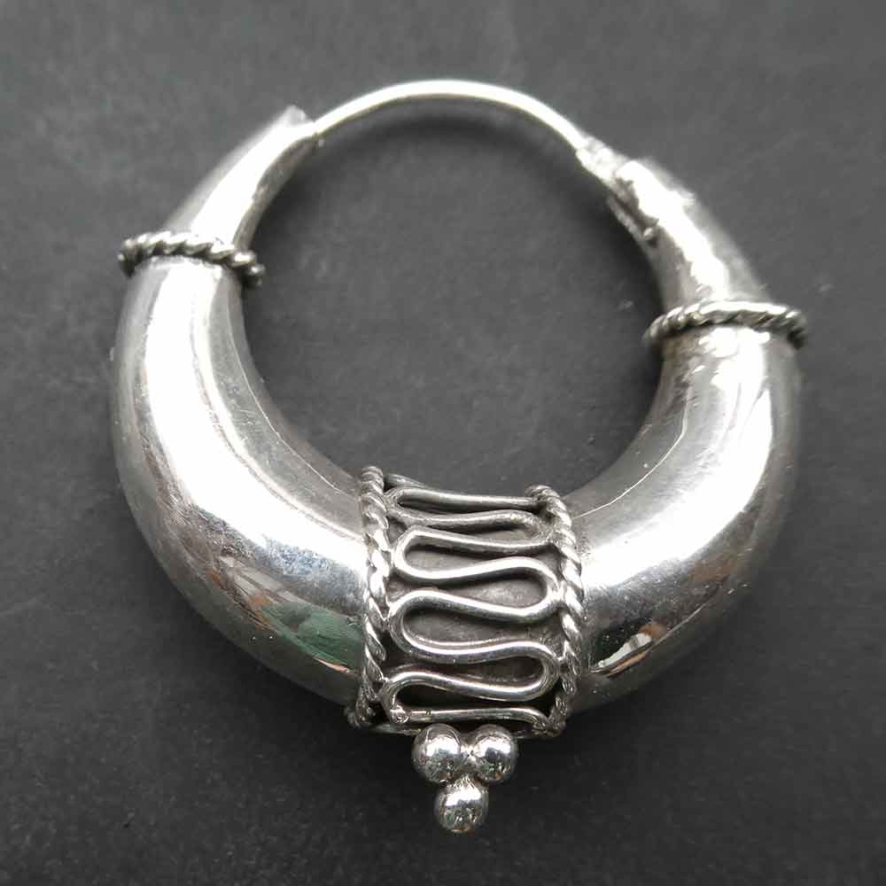 Creole 32mm Silber Bali Stil Handarbeit