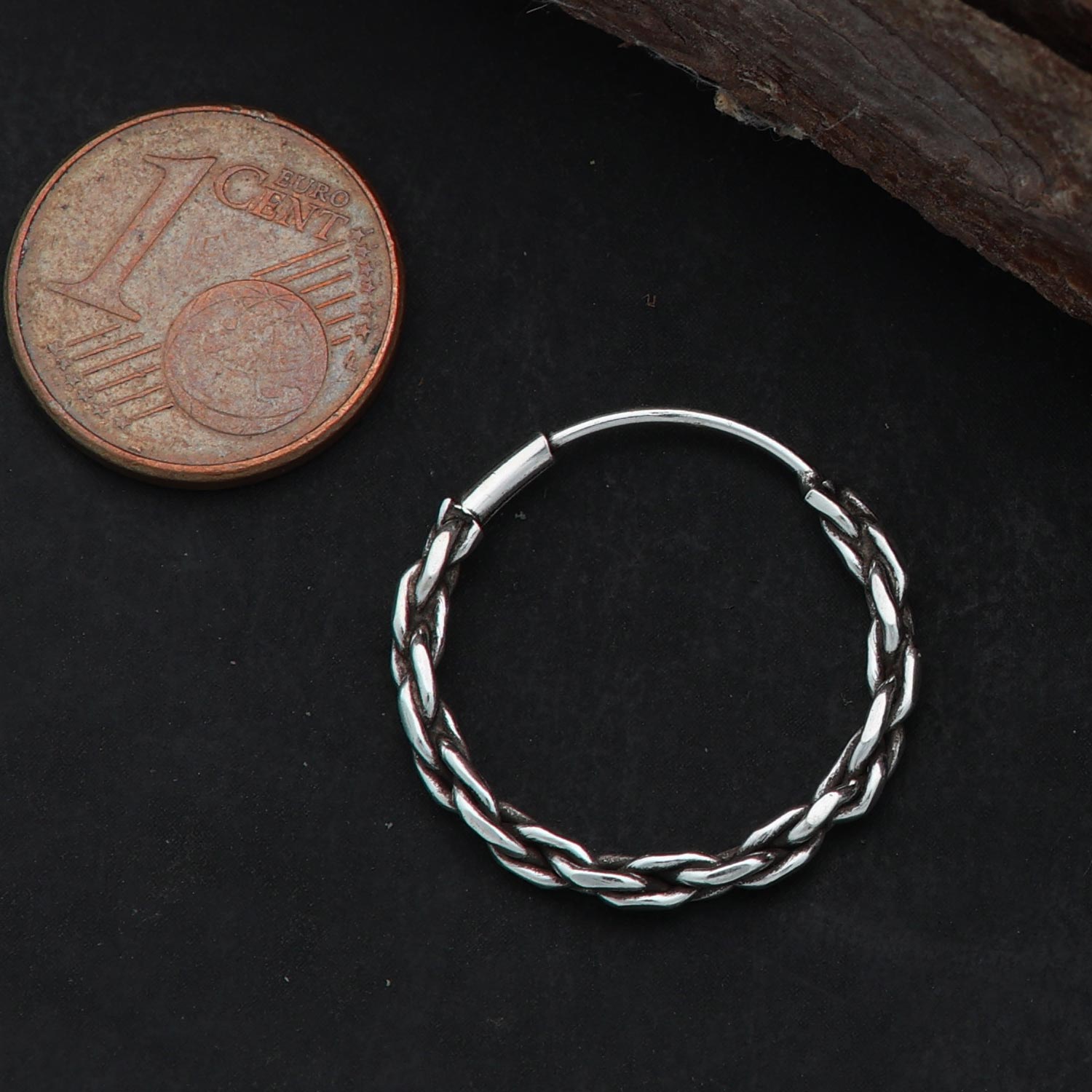 Creolen 925 Silber 20 mm Ohrring zweifach umwickelt