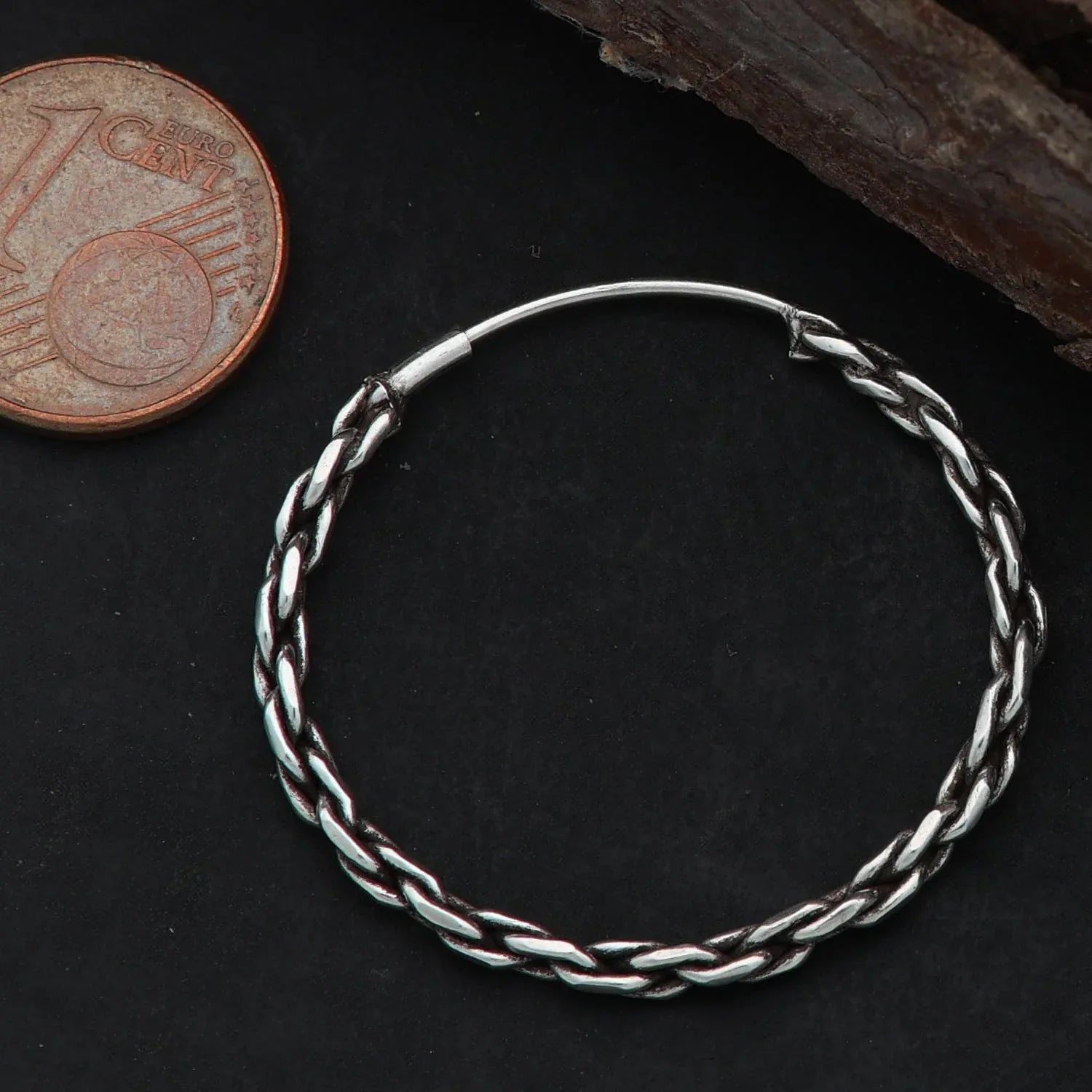 30 mm Einfache Creolen 925 Silber Ohrring zweifach umwickelt