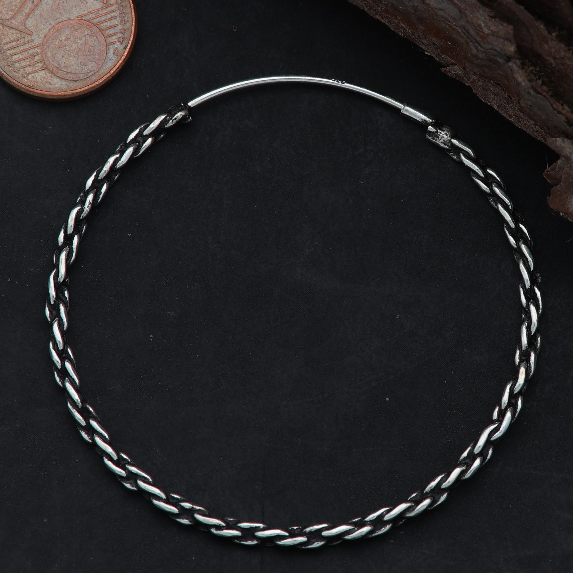 Einfache Creolen 925 Silber Ohrring zweifach umwickelt