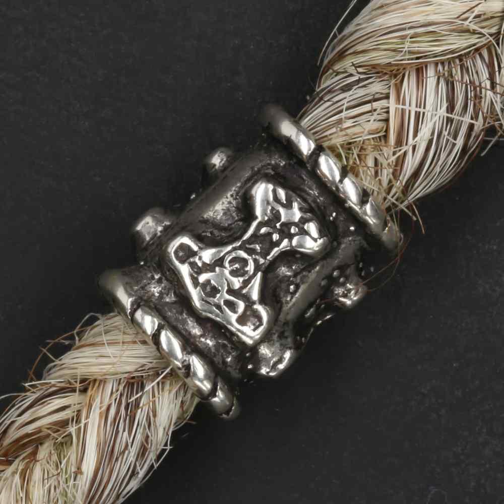 Thorshammer Wikinger Bartperle 925 Sterlingsilber Bartschmuck Haarschmuck