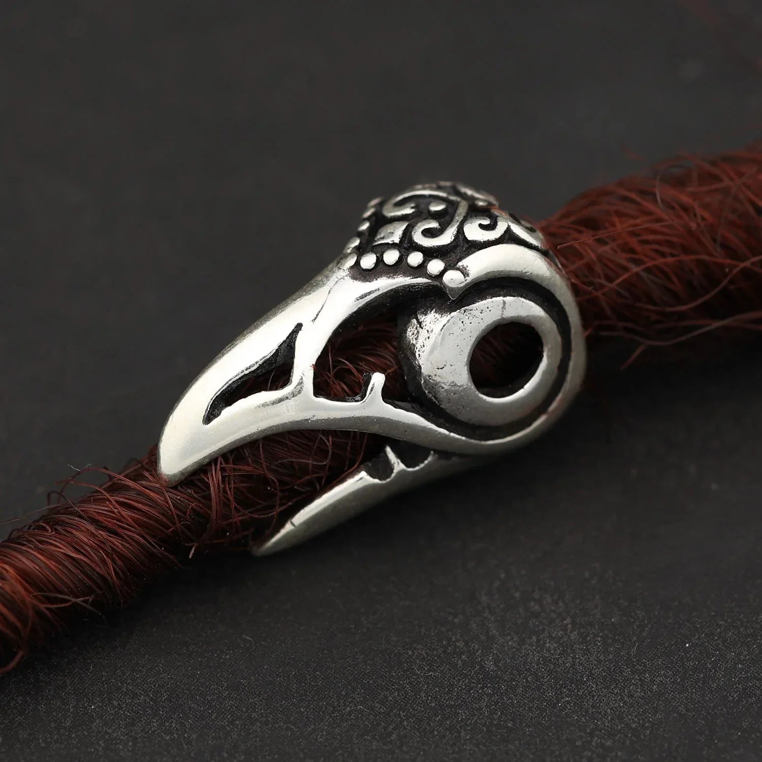 Rabe Bartperle Slber Haarschmuck Großlochperle Wikinger