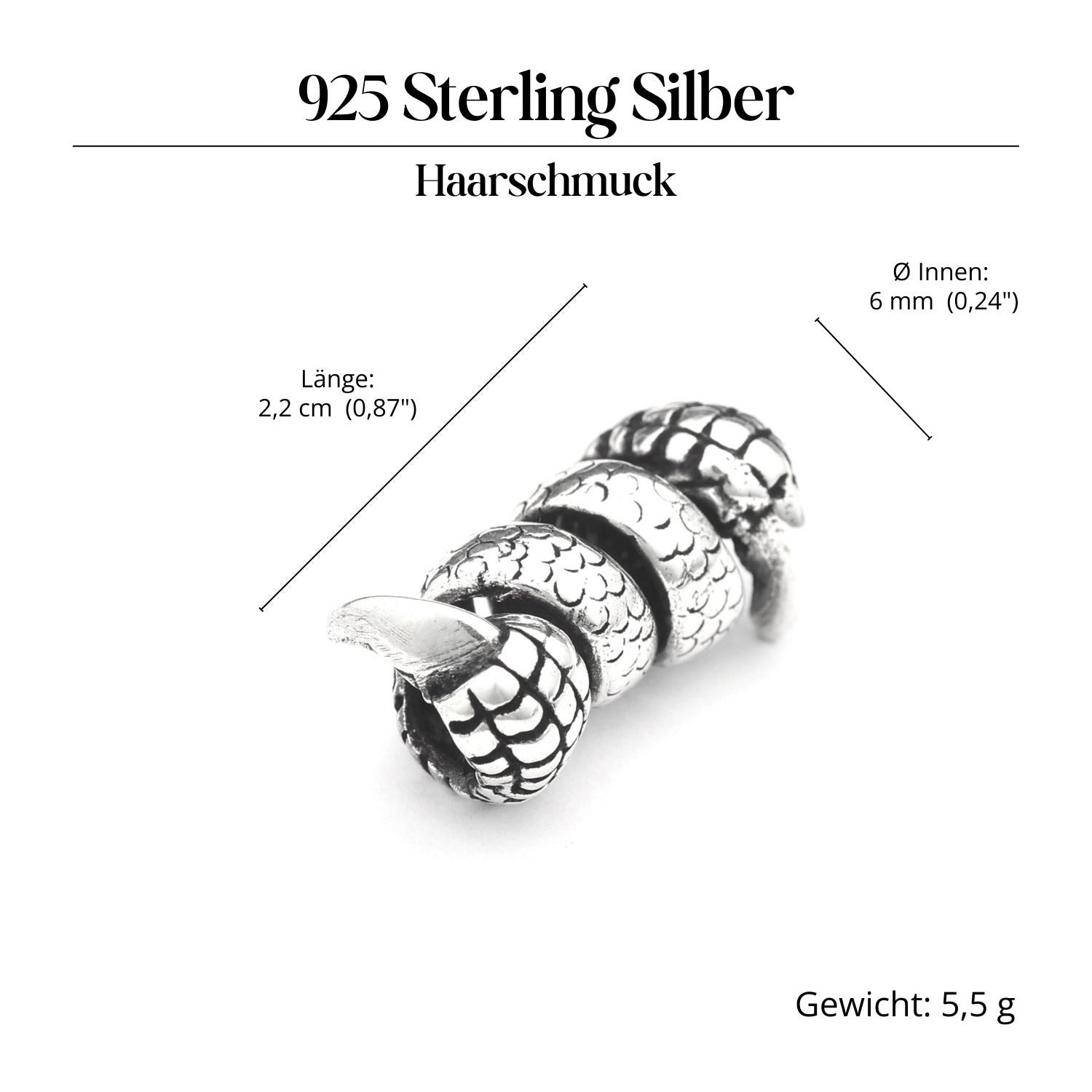Kralle Bartschmuck 925 Silber Haarperle aus Sterlingsilber