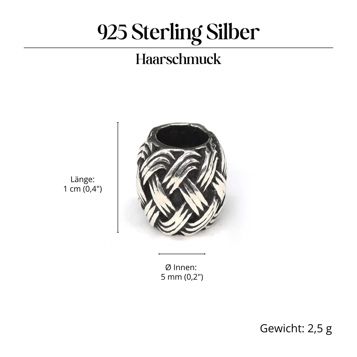Keltischer Bartschmuck 925 Silber Haarperle aus Sterlingsilber