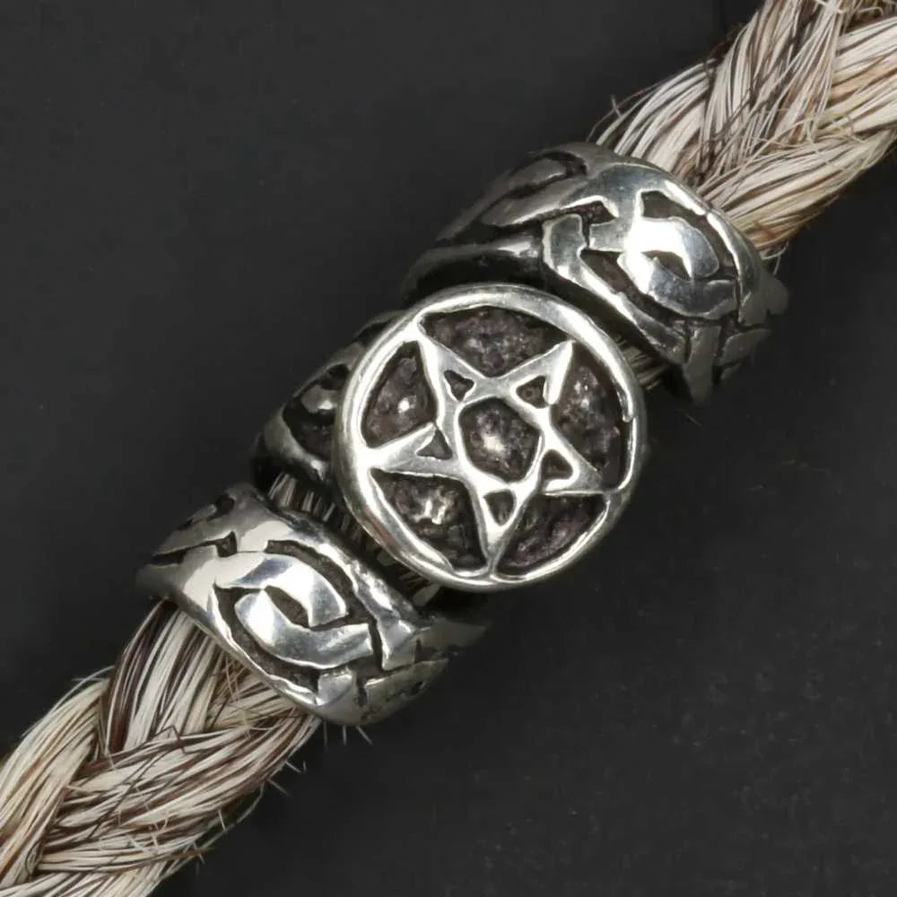 Pentagramm Haarschmuck Bartperle edler 925er Silber Bartschmuck