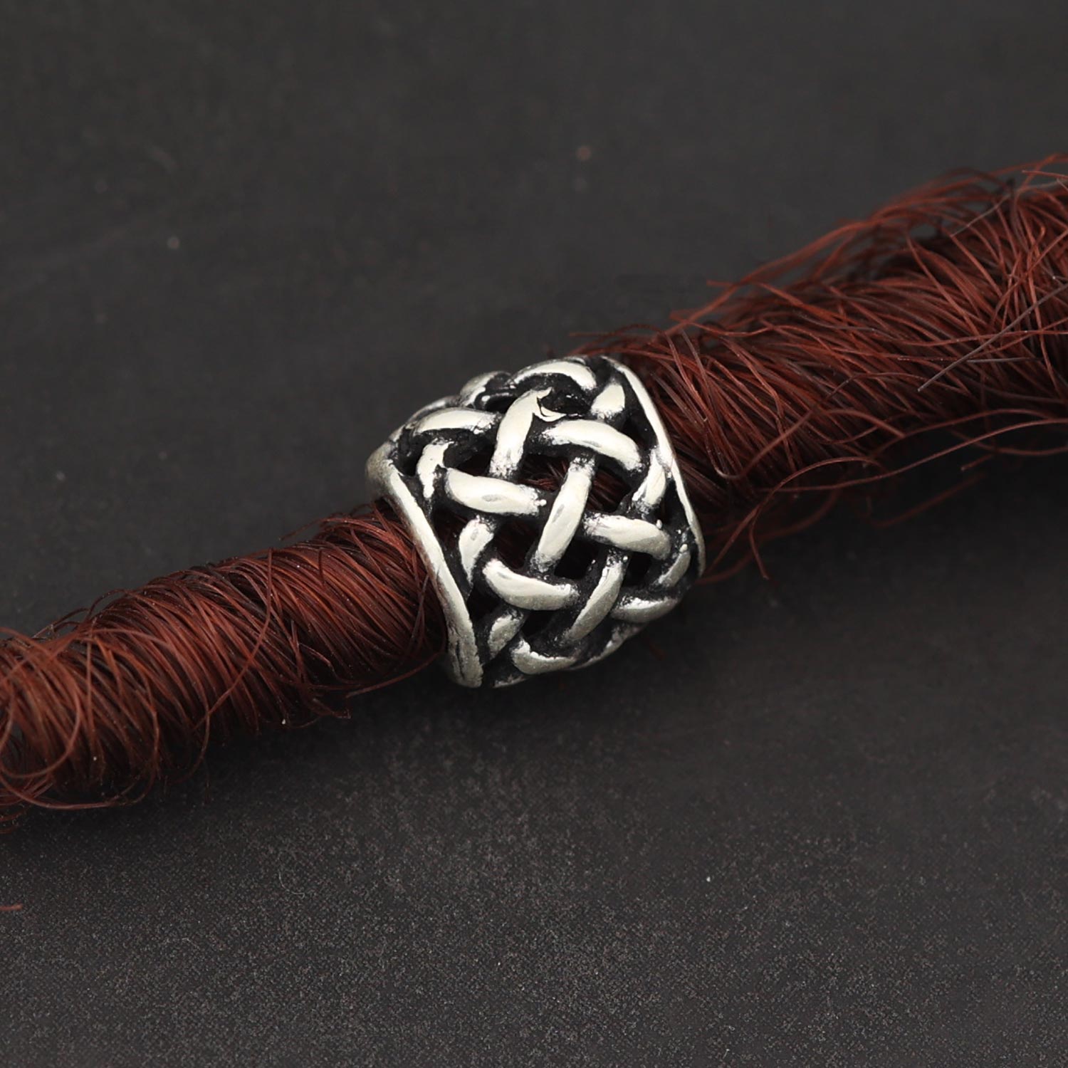 Keltische Bartperle Slber Haarschmuck Großlochperle fein