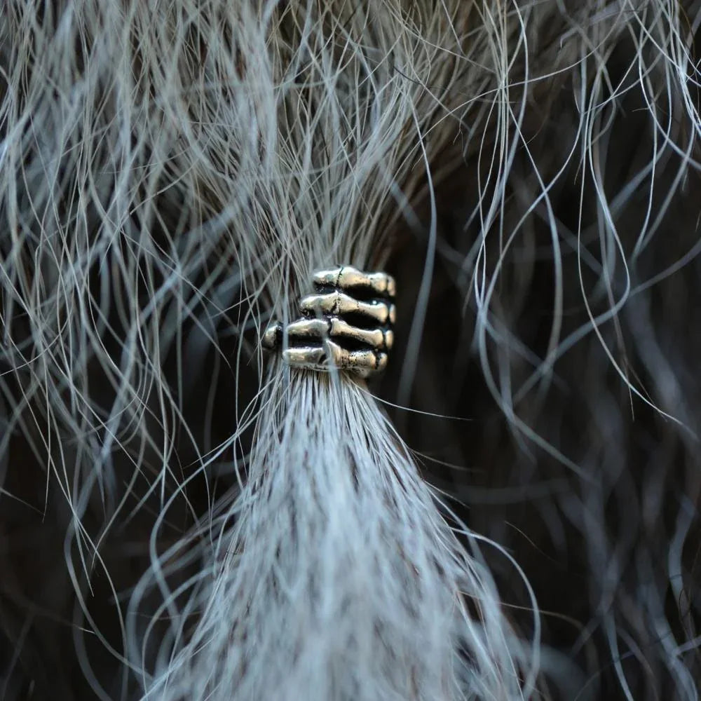 Bartperle Skelethand 925 Silber Haarschmuck Haarperle
